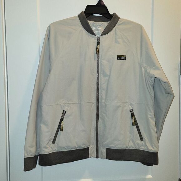 LL Bean 3 Season Bomber Jacket Beige Gray Birch Size XL Regular 512691 - Picture 1 of 8